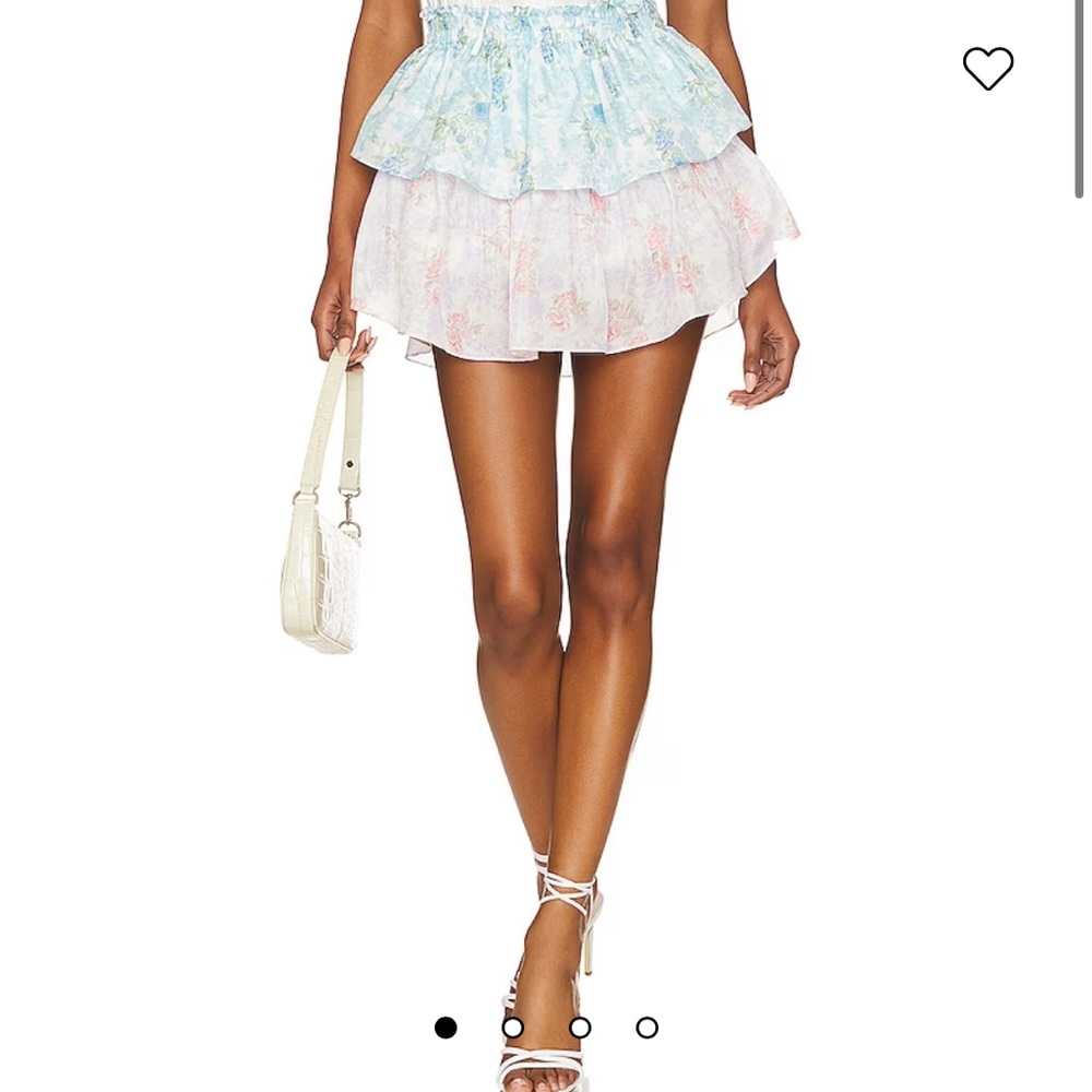 LoveShackFancy Blue and Pink Mini Skirt - Picture 2 of 13